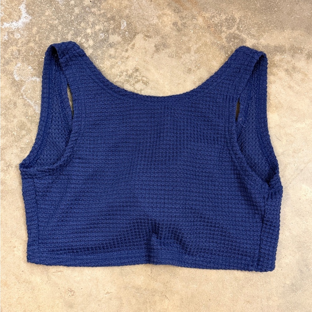 Free People Textured Navy Cropped Tank